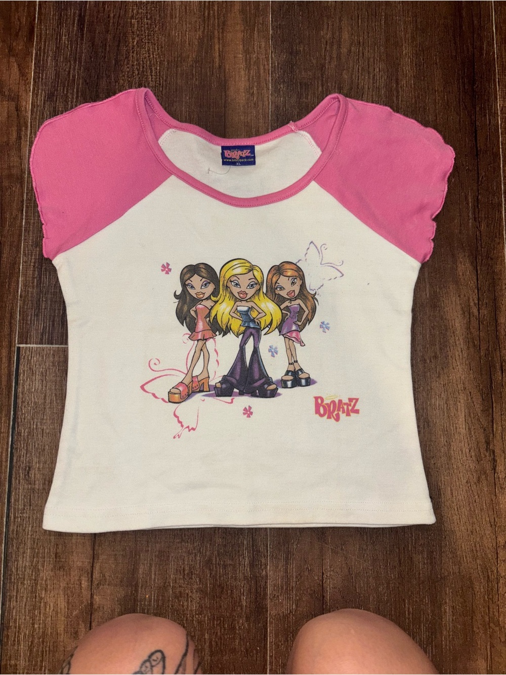 Rare 2003 Bratz Doll Kids Xl Adult S Nwot Deadstock Baby Tee White ,Open Sleeve